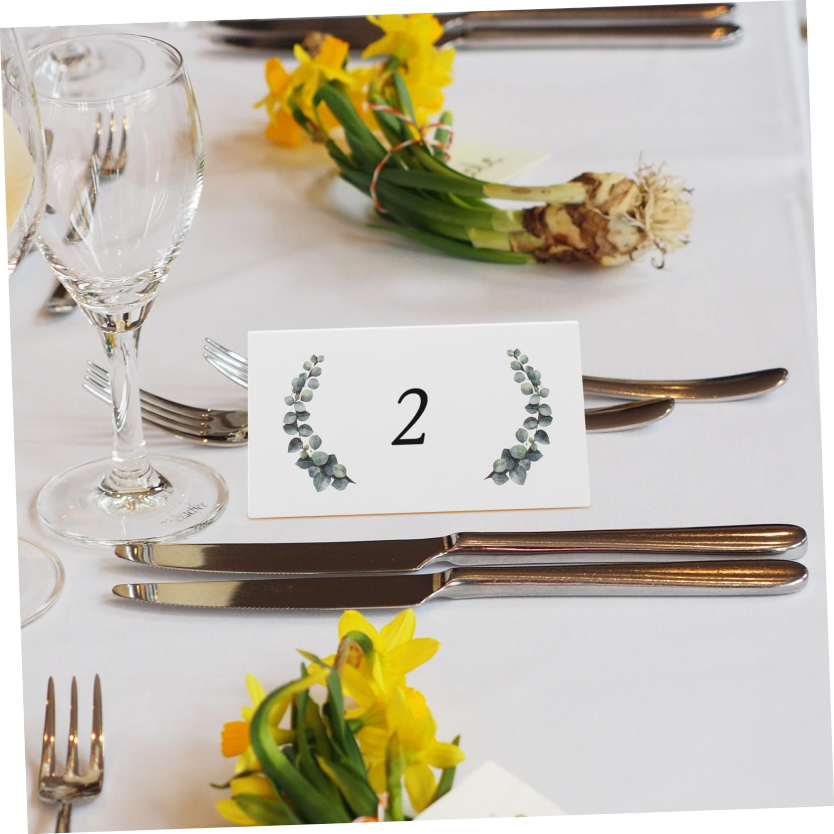 Zerodeko 4 Sätze Hochzeit Tischkarten Blanko Namenskarten Mit Grünem Blätterdesign Für Hochzeitsfeiern Tischnummern Und Dekoration 100 Stück * 4