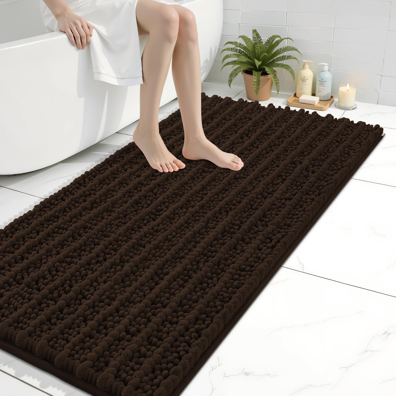 Arotive Bathroom Rugs Mat 44x24, Soft Absorbent Chenille Shaggy Bath Mat