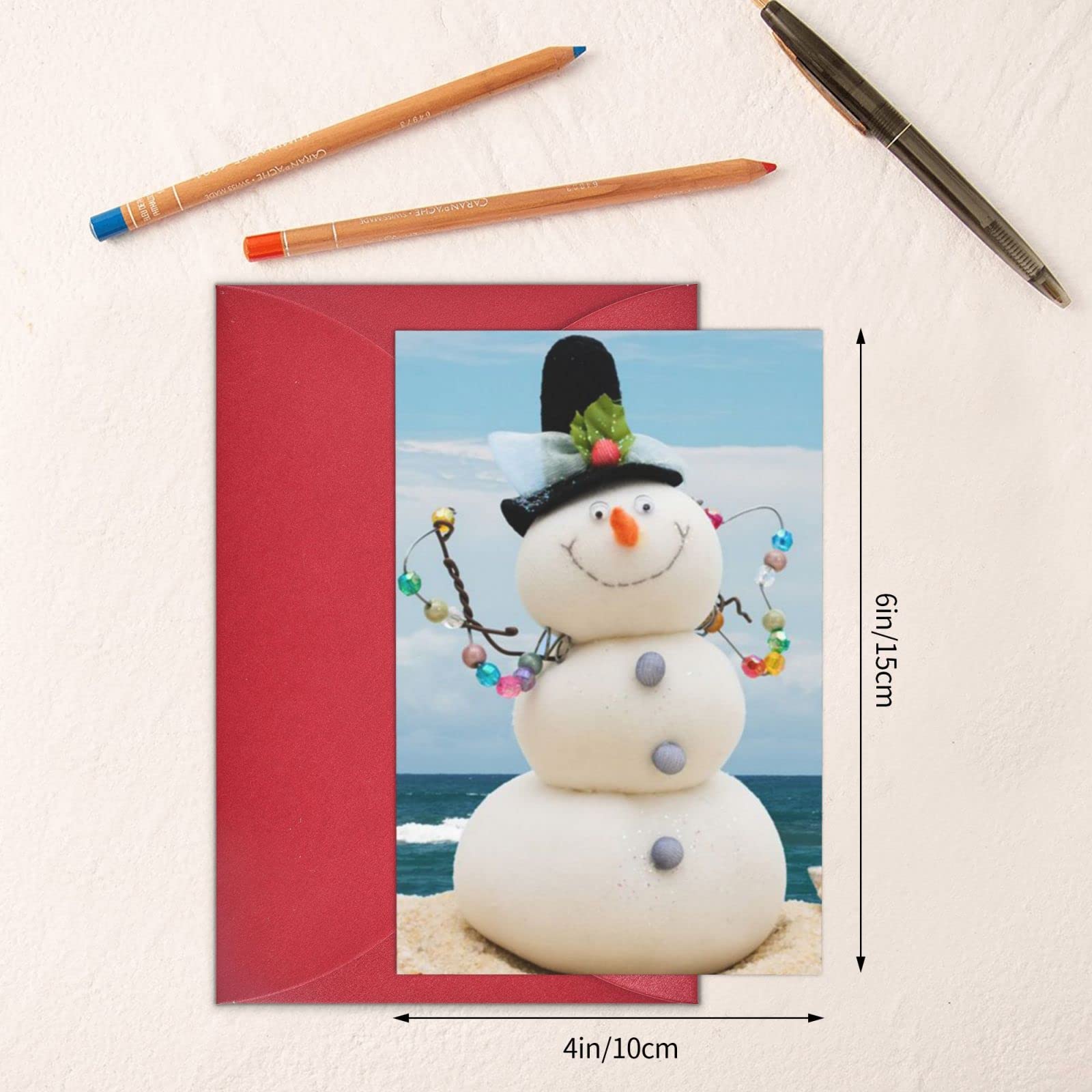 Biglietti di auguri con buste, motivo pupazzo di neve, carta