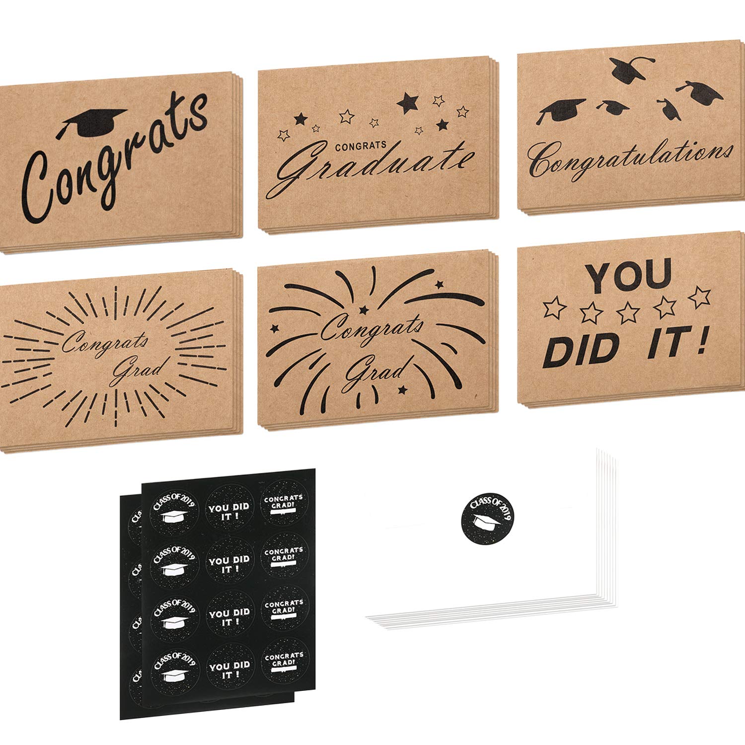 Zhanmai 24 Pack graduation cards 2025 bulk 4 x 5 Inch Foldable Greeting Cards with Envelopes and Graduation Stickers for Celebrating