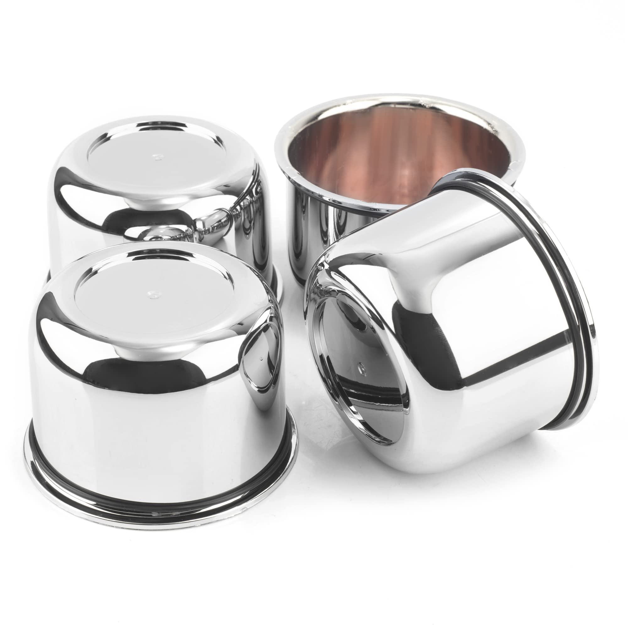 Rheedal 4Pcs 3.25inch Trailer Wheel Center Caps Push Through 3.25" Bore 2.32" Tall Hub Cap for Truck SUV RV Wheel Rim, Chrome Silver Wheel Cover