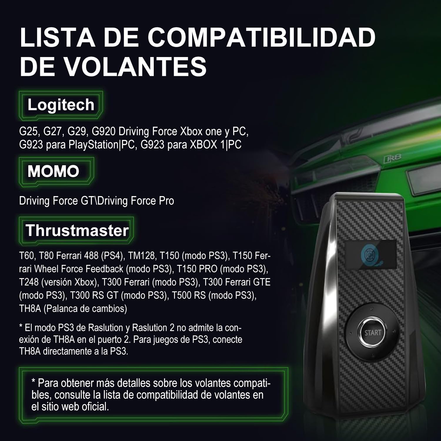 Mcbazel Brook Ras1ution X Converter para Volante de Carreras para Xbox Series X|S/Xbox One/Xbox 360, Soporta más de 60 Volantes, Retroalimentación de Fuerza Ajustable, Personalización Mediante App