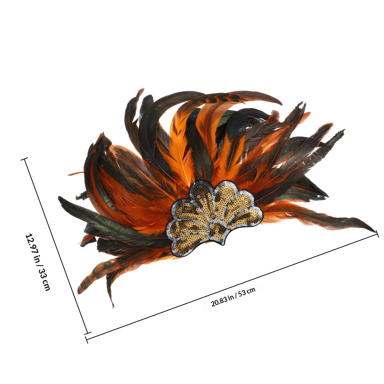 Diadema de Plumas Naranja para Mujer Brillante, Cómoda y Fácil de Usar, Adecuada para Fiestas y Eventos al Aire Libre