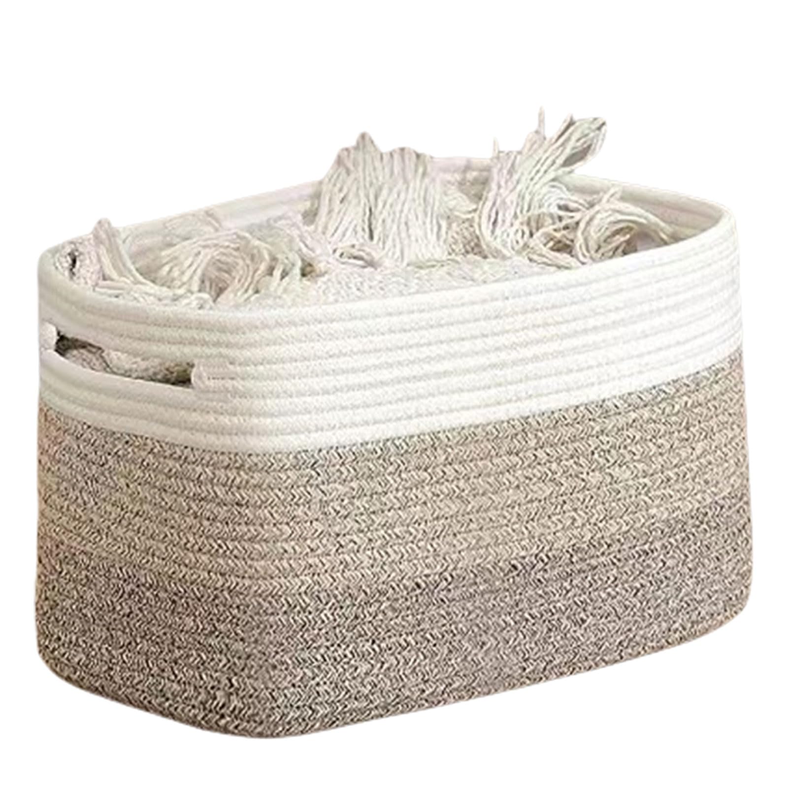 Buxuaaaa User Friendly Cotton Rope Storage Basket Sturdy Cotton Woven Baskets Container for Housewives Students and Use Bedroom Closet Organizers