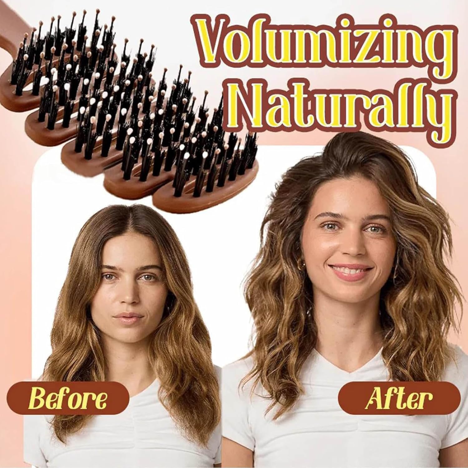 Cithway+Borstenhaarbürsten-Set,2-teilig – Volumenbürste mit Wildschweinborsten für Damen,Glättungs- und Toupierbürste, gegen Frizz und für Kopfhautmassage,verleiht Glanz und Volumen (A)