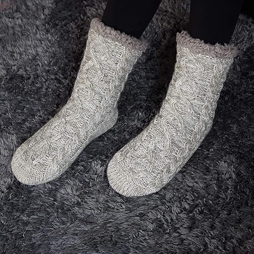 Miniatura 4 de MaaMgic - Pantuflas tipo media abrigadoras y mullidas para mujer, medias divertidas para invierno con antideslizante