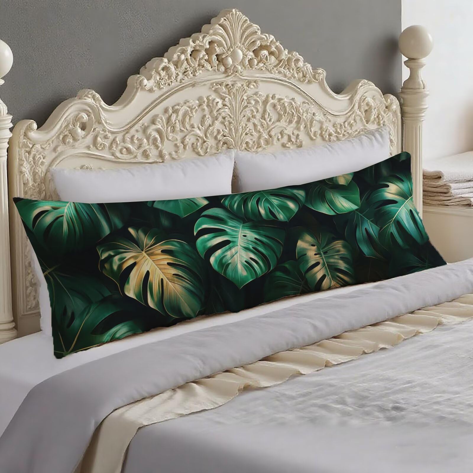 Taie oreiller usine motif vert et housse de coussin décoratif 40x120