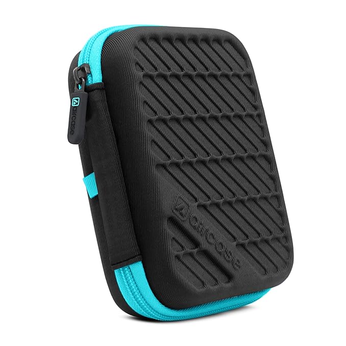 AirCase 2.5 Inch External Hard Drive Case with Shockproof EVA HardShell & Soft Lining Travel Organizer Pouch with Mesh Pocket, Zipper Closure for HDD/SSD, Earphones, Cable, Charger & Gadgets (Black)