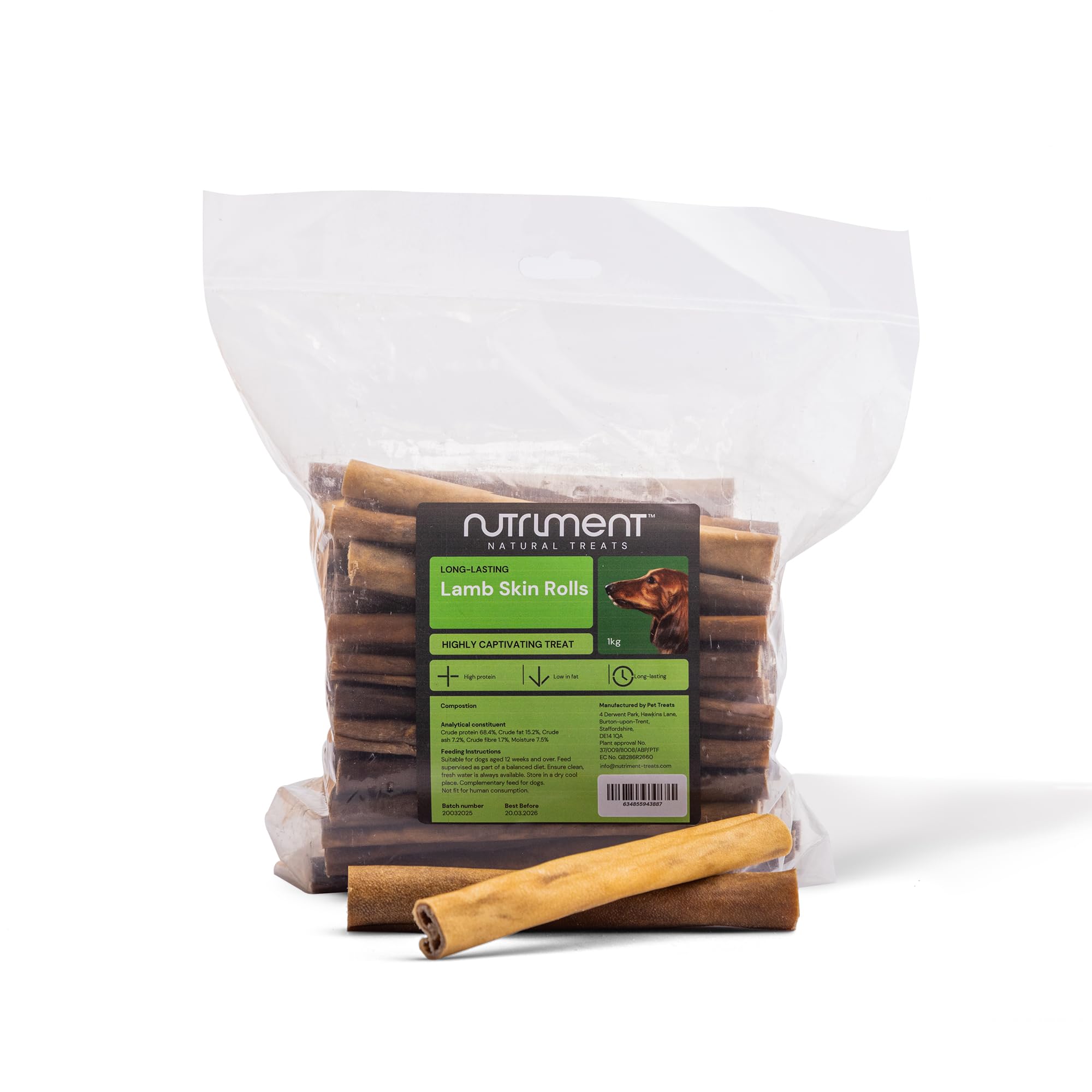 Natural Treats Lamb Skin Rolls for Dogs (1kg) Hypoallergenic Grain Free Long Lasting Treats