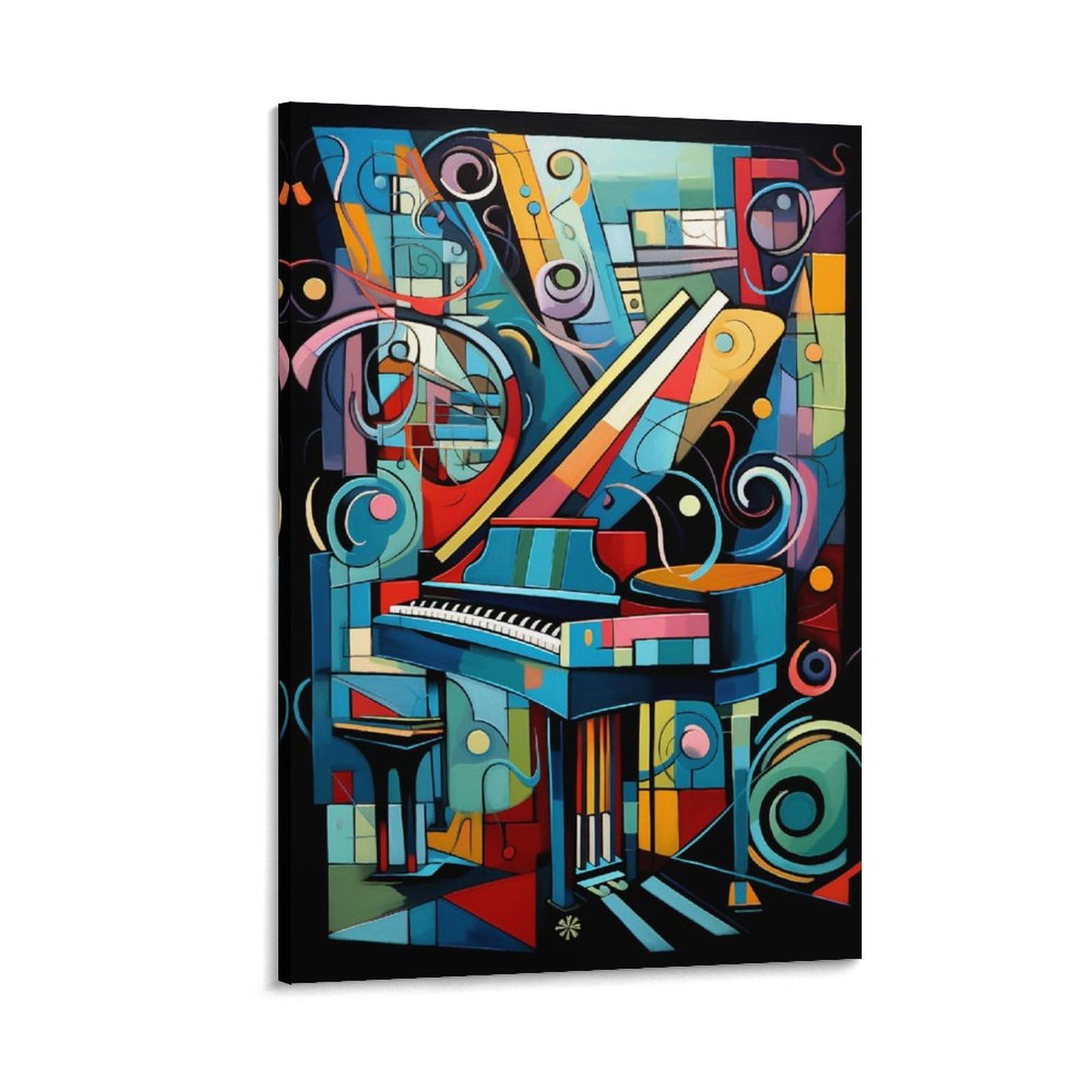 AYAROS Póster de arte de piano de música abstracta, impresiones de instrumentos musicales de dibujos animados, lienzo de moda, decoración de pared, obra de arte para oficina en casa