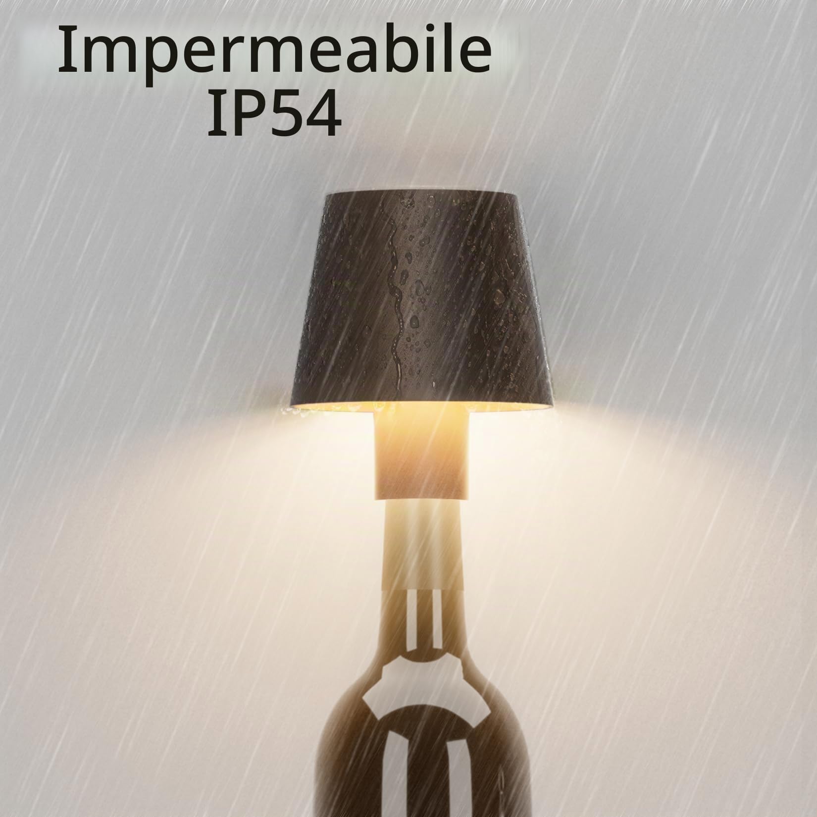 2 Pezzi Luce per Bottiglia Dimmerabile a LED senza fili, Luce per Bottiglia Portatile con Batterie, Lampada da Tavolo Tattile IP54 per uso interno/esterno, bar, ristoranti, Rosso ruggine