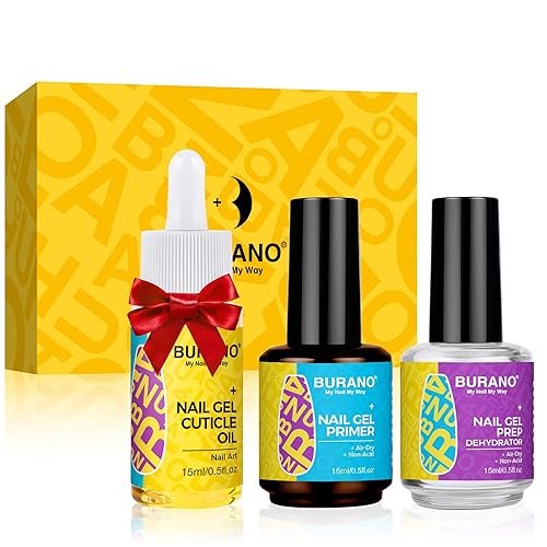 BURANO Base de esmalte de uñas de gel, de larga duración, sin ácidos, preparación de uñas natural, deshidratada, para uñas acrílicas y esmalte de