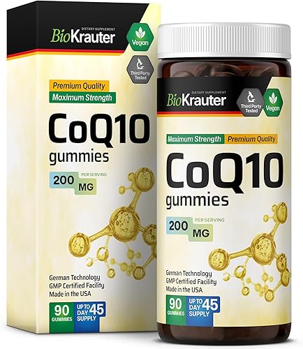 MAUWE HERBS Gomitas CoQ10 para adultos  CoQ10 200 mg  Coenzima orgánica Q10 (Ubiquinona) Suplemento antioxidante para energía celular  90