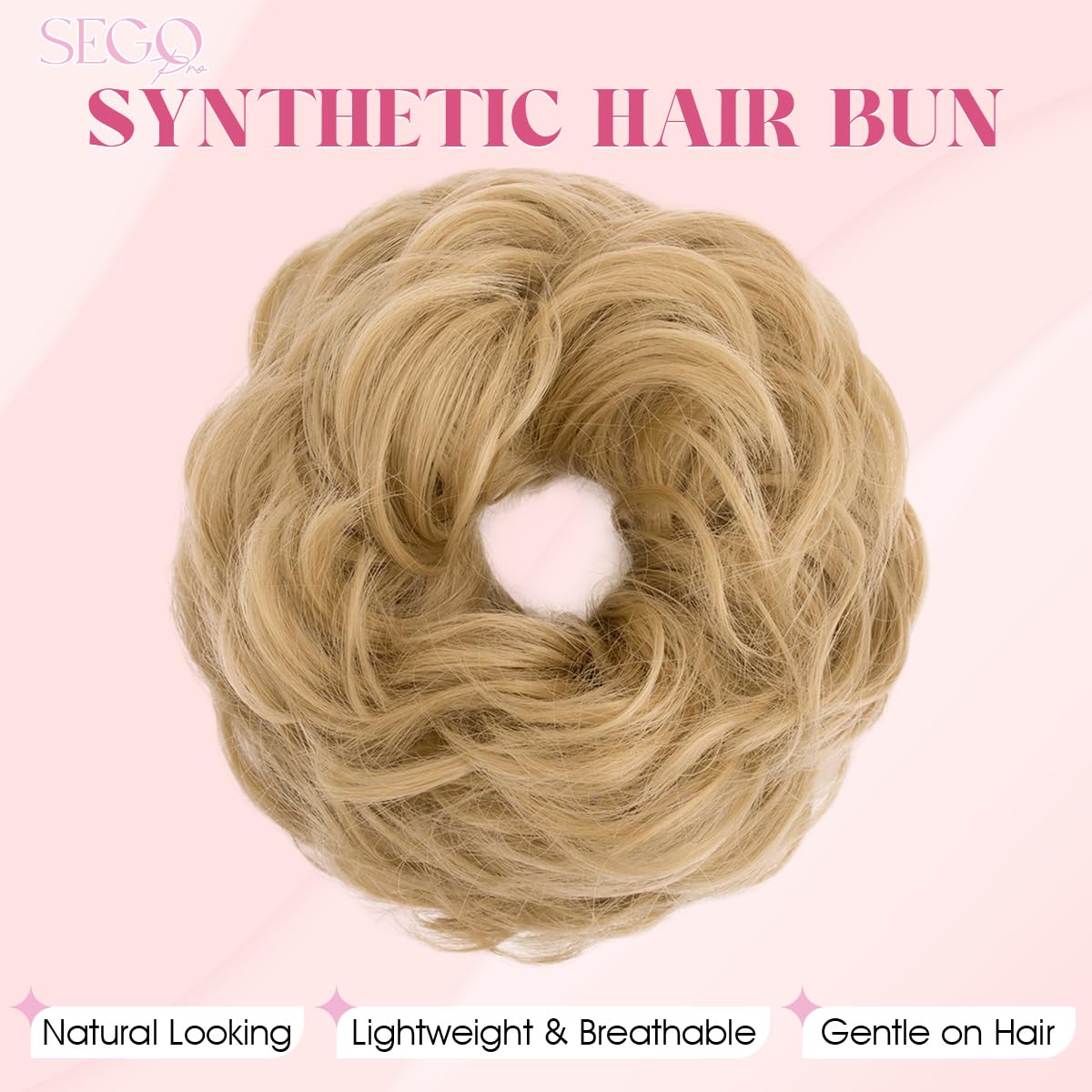 SEGO Pro Faux Messy Hair Bun Scrunchie Hair Piece for Women Synthetic Curly Bun Wig Hairpiece Updo Ponytail Extension - Image 2