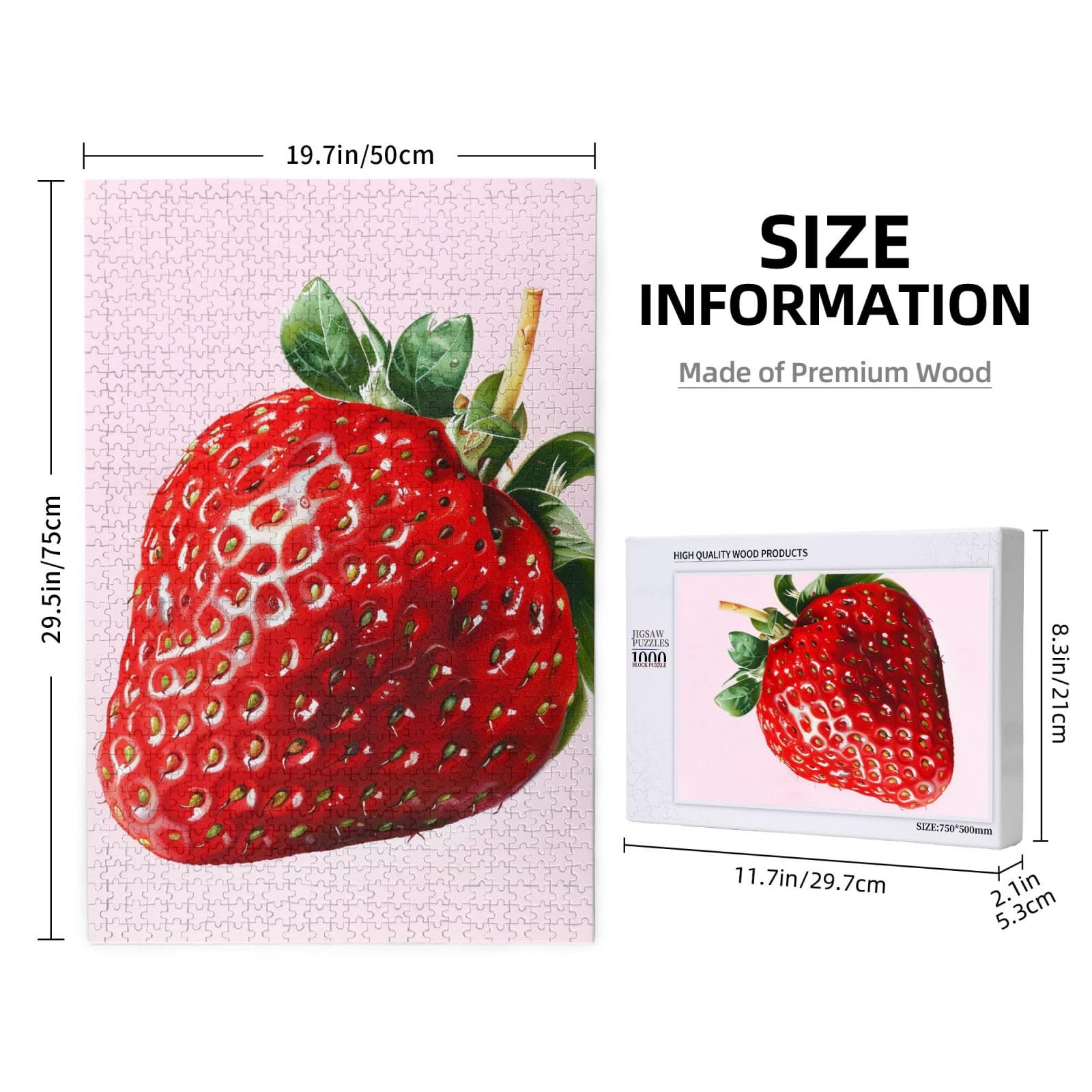 Puzzle da 1000 pezzi con fragole stampate per adulti, gioco rompicapo per la casa, regalo decorativo per la casa (75 x 50 cm)