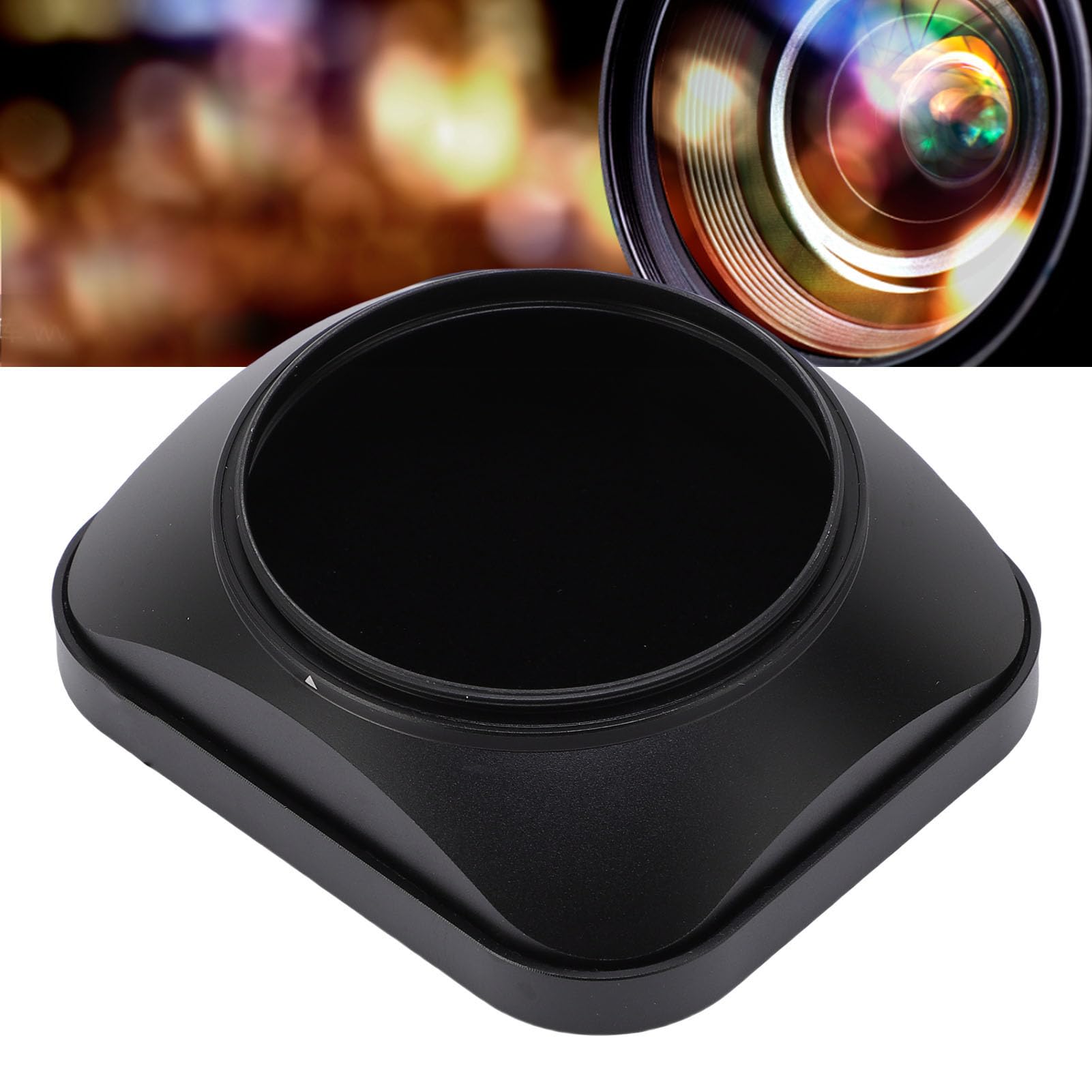 Naroote Paraluce Quadrato per Obiettivo da 55 Mm, Obiettivo con Filettatura Filtro E55 da 55 Mm, Paraluce Universale in Metallo in Lega di Alluminio, Accessori per Fotocamera (BLACK)