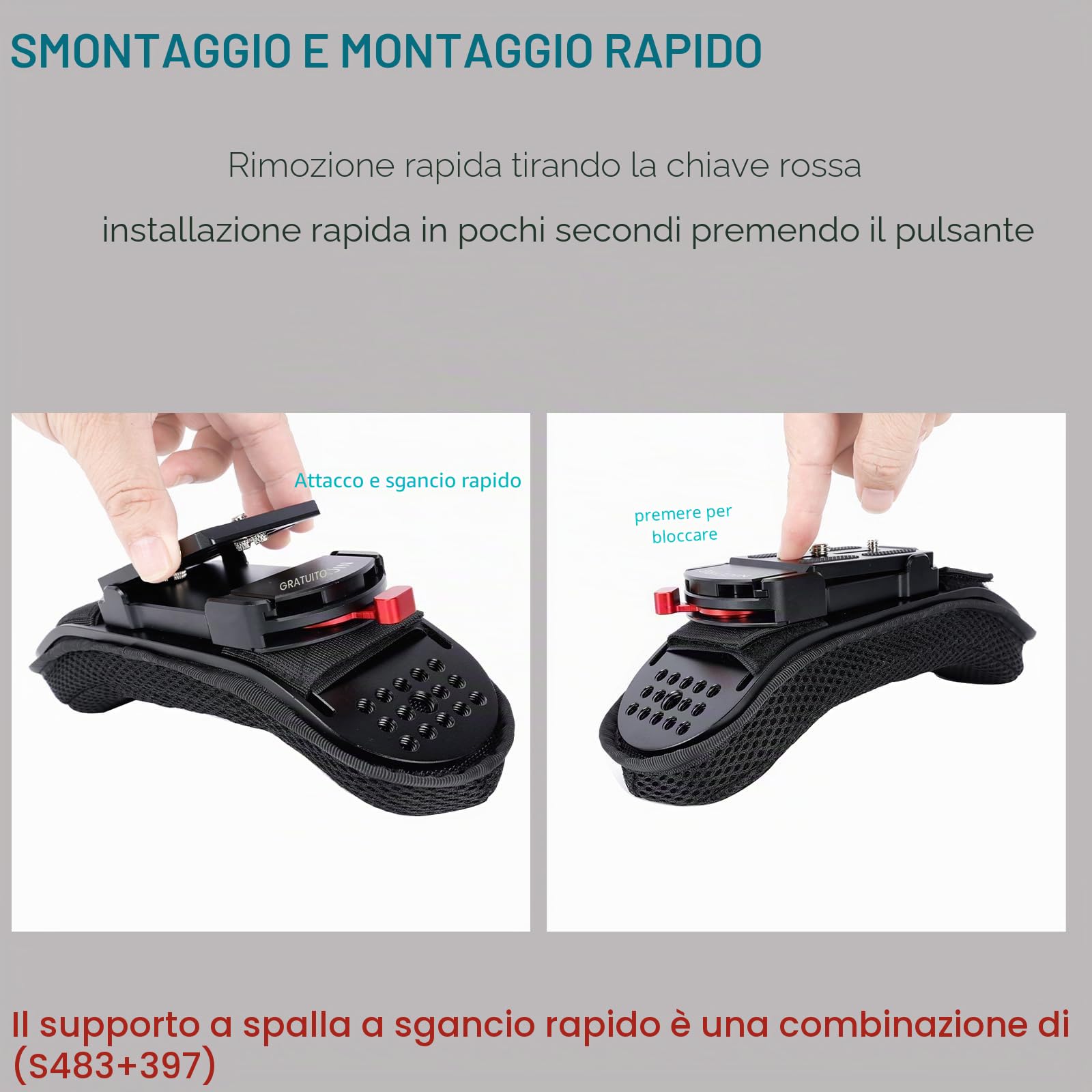 NICEYRIG Kit di supporto a spalla a sgancio rapido per fotocamera, con piastra di base a sgancio rapido per fotocamera DSLR e videocamera, aste da 15 mm, stabilizzatore video per filmmaking