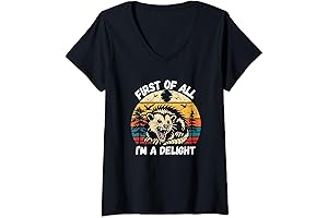 Women's Possum: First of All I Am a Delight Sarcastic Angry Opossum V-Neck T-Shirt