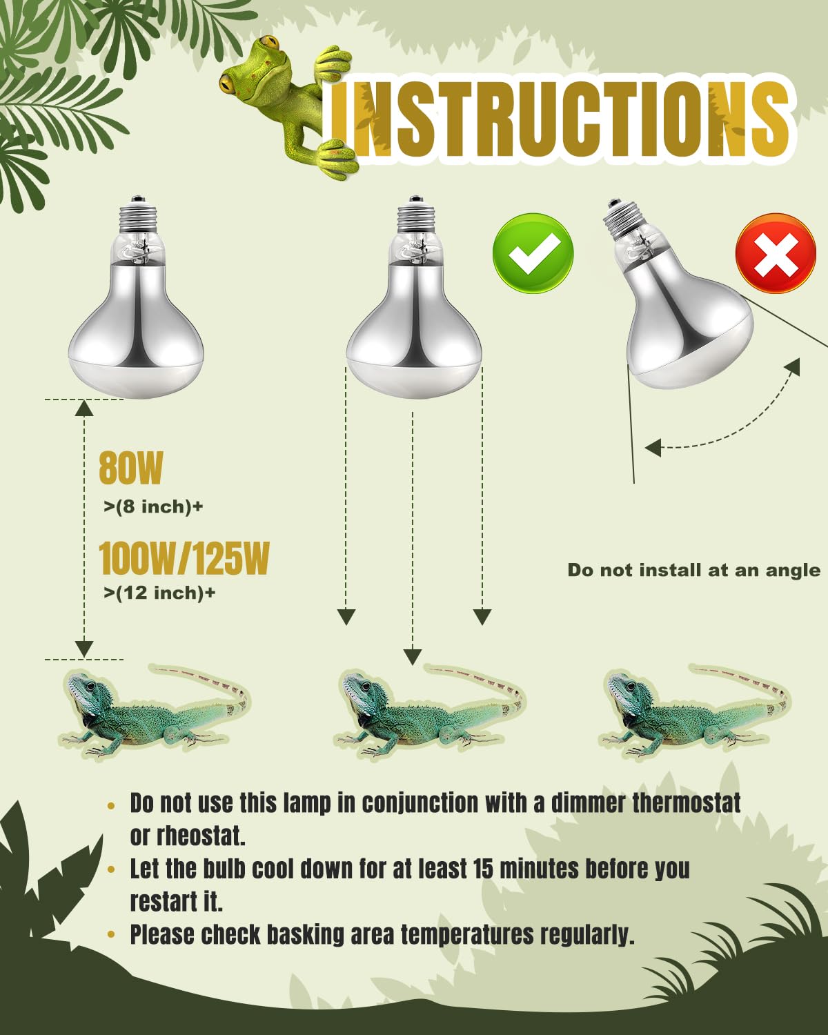 Heat Lamp Bulbs, 80 Watt Reptile Heat Bulb, Full Spectrum UVA UVB Light Bulb, Natural Daylight, Basking Spot, Sun Light for Reptile and Amphibian 1 Pack - image 6