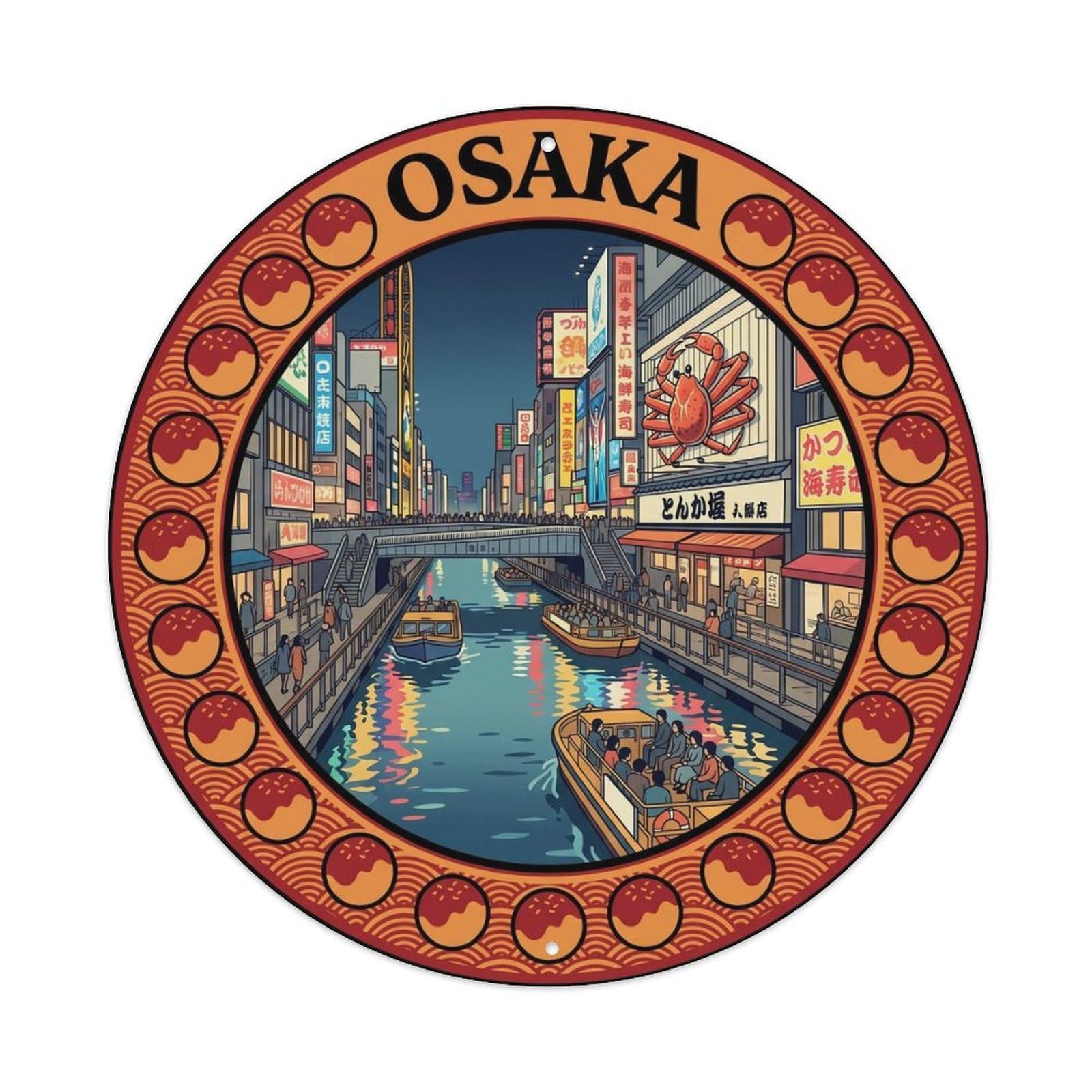 Osaka Dotonbori Canal Japanese Heritage Old Town Metal Tin Sign