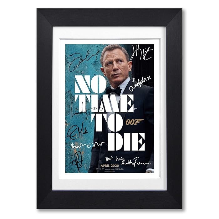 Buy Mounted Gifts James Bond 007 No Time To Die Cast Signed A4 Poster ...