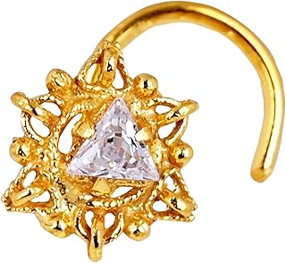 Gold Nose Ring Tiny Diamond Yellow Gold Nose Stud Flower Nose Ring With Cubic Zirconia Body Jewelry Tiny 14K Gold Flower Nose Stud With Dainty Daisy Flower 14k Yellow Gold L Bend Dainty Gift For Her