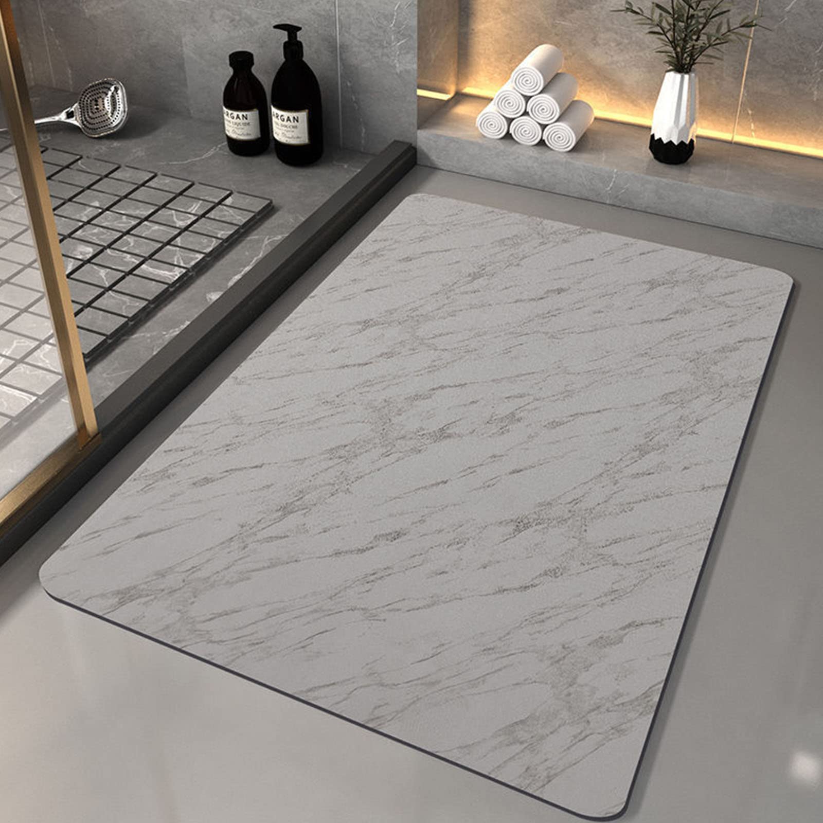 Alfombra de Ducha Curvada, alfombras de baño Antideslizantes, Alfombra de baño, Alfombra de baño Antideslizante, súper Absorbente, de Secado rápido pa