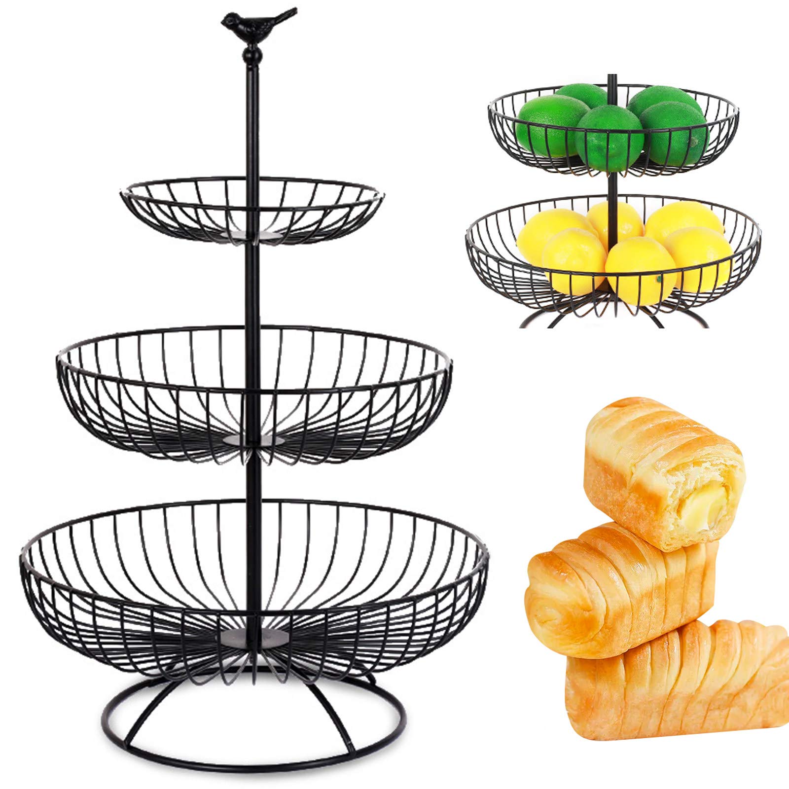 Alzata Per Dolci 3 Ripiani Girevole - Espositore Metallo Per Feste E Eventi
