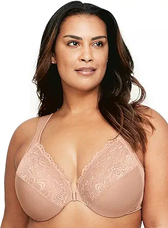 Glamorise Women's Plus Size Wonderwire Front-Closure Bra Underwire #1245