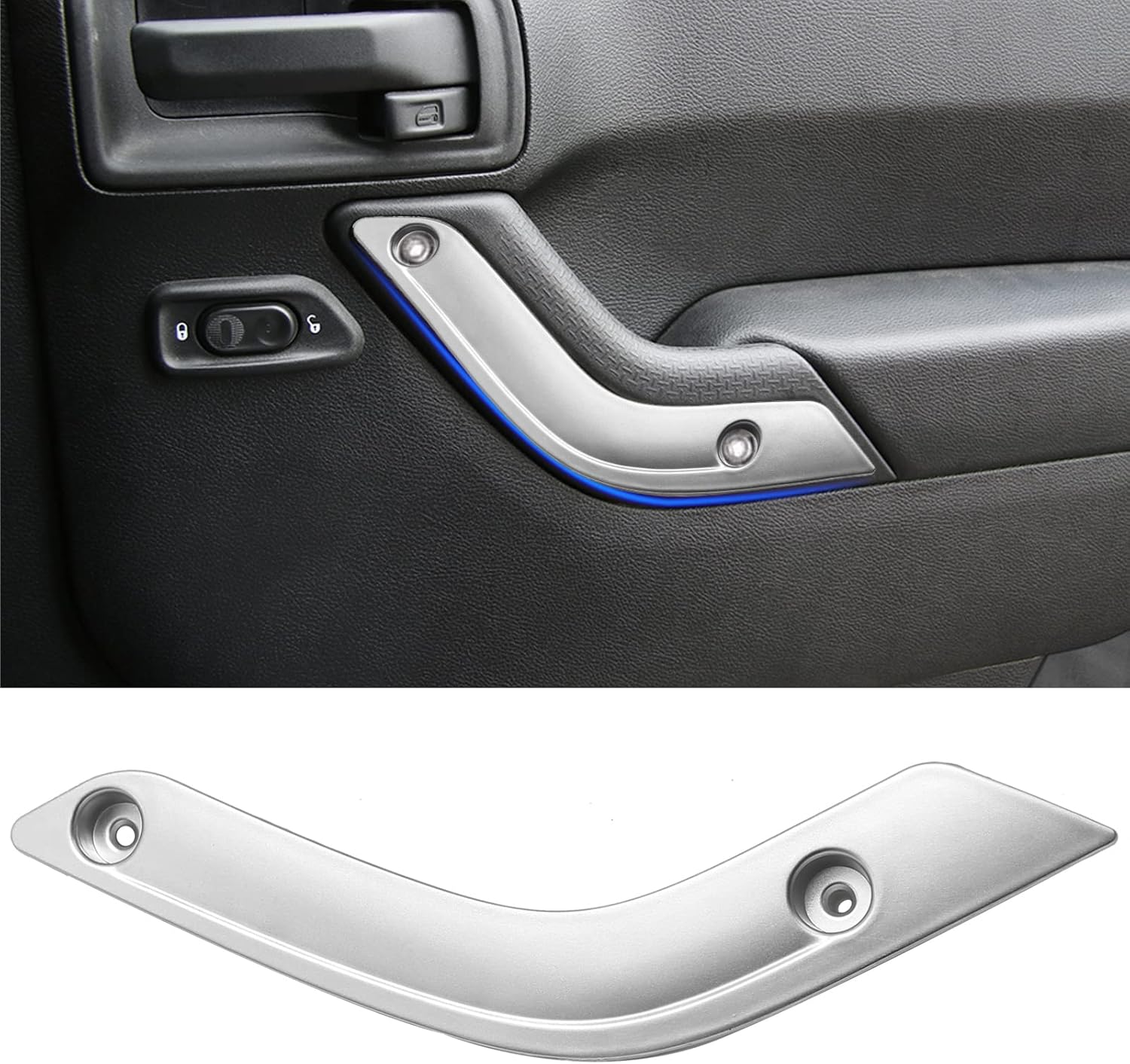 UOIENRT 2Pcs Interior Door Grab Handle Inserts Cover Trim Replacement for Jeep 2011-2018 Wrangler JK(Left+Right)