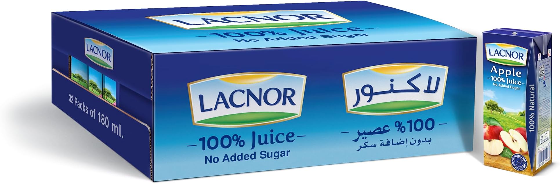 Essentials Apple 100% Juice, No Added Sugar, 180 ML Pack of 32