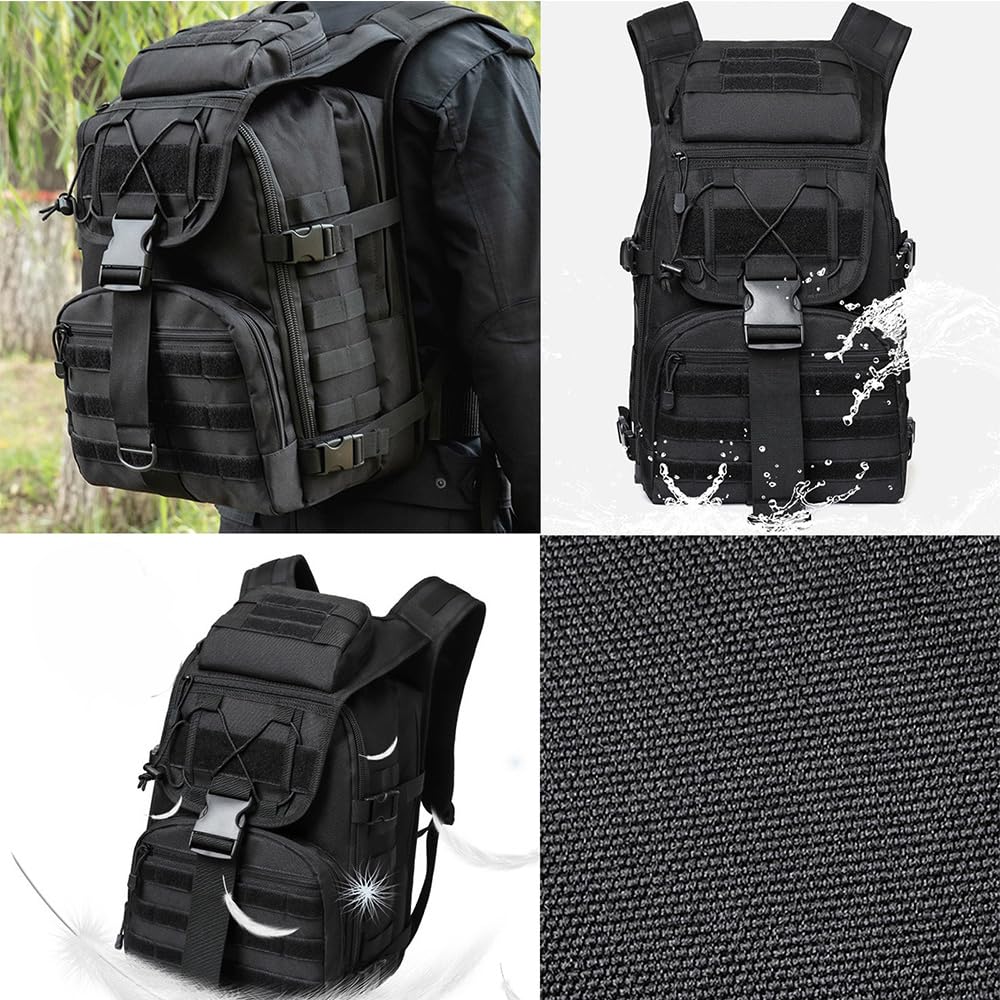 Lawaia 35L sac a dos homme voyage, sac à dos militaire loisir etanche, sac a dos sport, sacs à dos de randonnée imperméable (Noir)