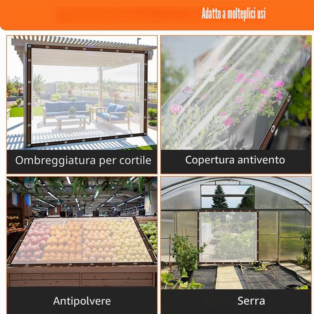 Copertura per pollaio, Tarpaulin impermeabile con eyelets, copertura per pollaio con cordini elastici e rope, facile da installare per grandi camminate in chicken Coop, trasparente per giardino