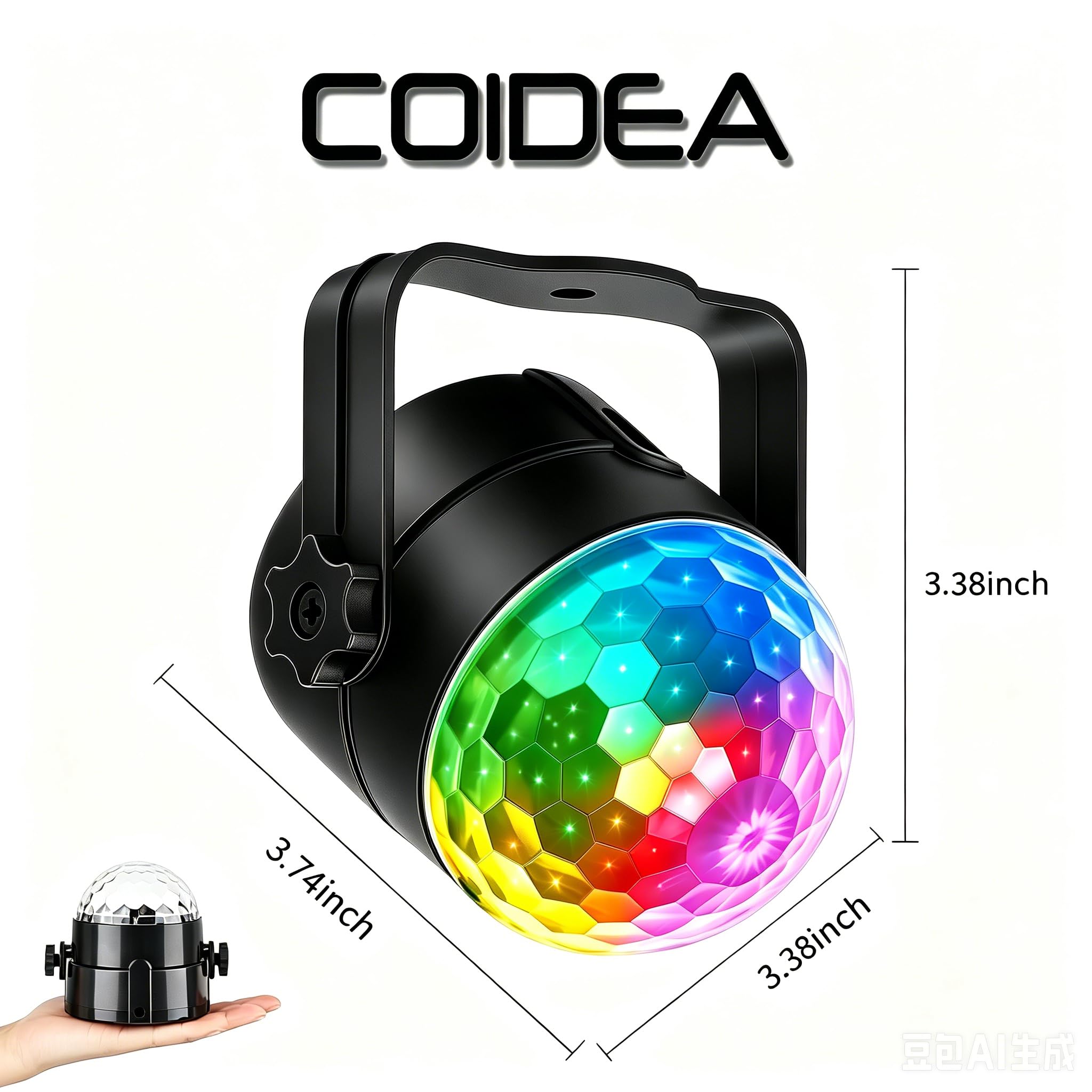 COIDEA Bola de discoteca activada por sonido, con luces LED RGB 3 W efecto estroboscópico, para DJ, espectáculo baile, el hogar, habitación, fiestas, cumpleaños, boda, club, pub, mando a distancia
