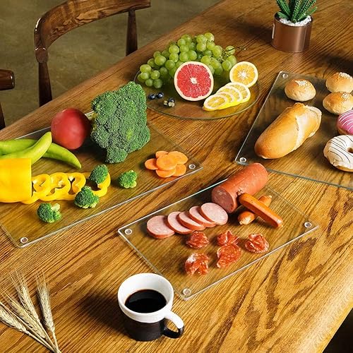 Vista 2 de Murrey Home Juego de tablas de cortar de vidrio para encimera de cocina, tablas de cortar de vidrio templado, aptas para lavavajillas, pequeña