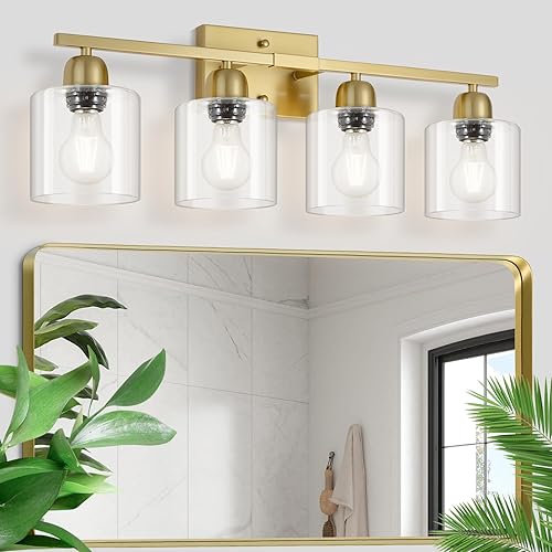 Miniatura 28 de 10 Luces de Tocador Negras para Espejo Gigante, Luces de Tocador de Baño Sobre Espejo con Pantallas de Vidrio Esmerilado Blanco Lechoso, Lámpara de
