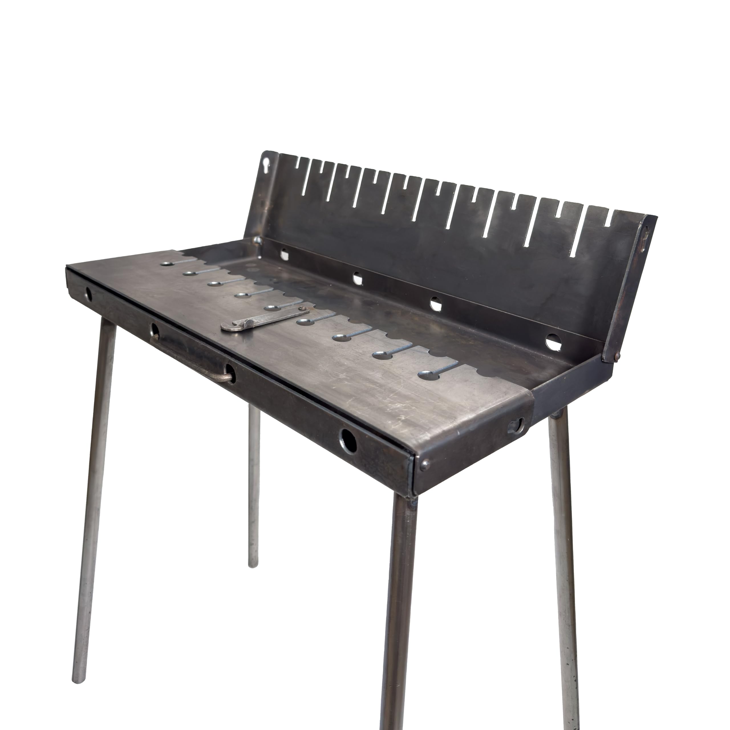 Mangal Grill Schaschlik Holzkohlegrill – Faltbarer BBQ Koffer-Grill aus 2 mm Stahl für 8 Spieße – Tragbarer Outdoor Kohlegrill für Camping, Garten, Picknick & Reisen