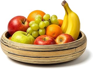 Jungle Culture Große Obstschale aus Bambus 30 cm, natürliche Holzschale zum Servieren von Salat, nachhaltige Haushaltsgegenstände, Küchenarbeitsplatte oder Esstisch, handgefertigte Salatschüssel