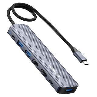 USB C Hub Docking Station Dual Monitor for Laptop, MacBook Air/Pro Dock Adapter Multiport Dongle with 2 HDMI Ports 4K 60Hz, 100W PD Charging, 3 USBA 3.0 & USBC - Amazon product rated Grade A