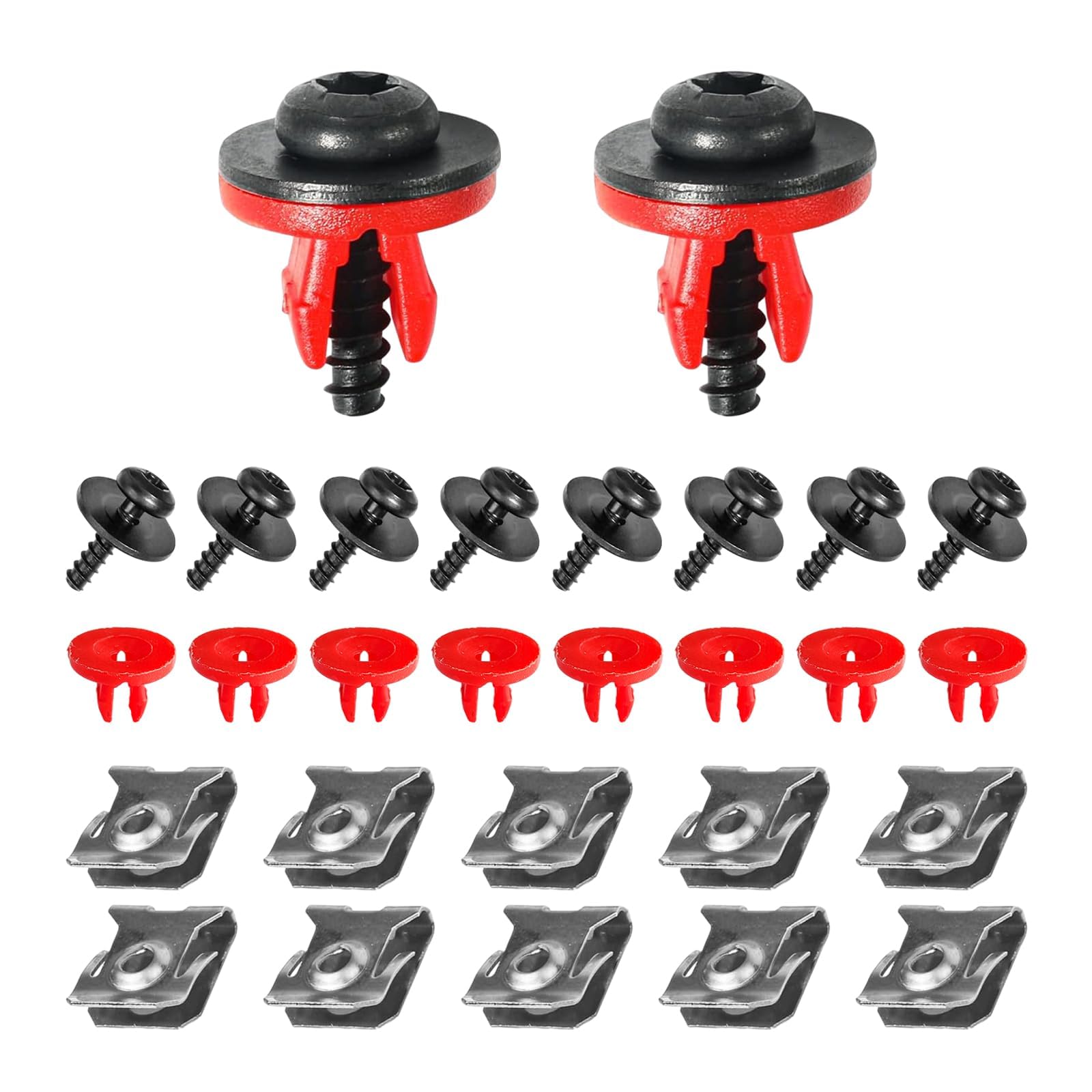 10 Sets T30 Engine Splash Shield Guard Undertray Cover Screws Bolt Nut Clip, T30 Engine Undertray Screws Kit Compatible with Focus Escape Explorer C-Max Transit Connect