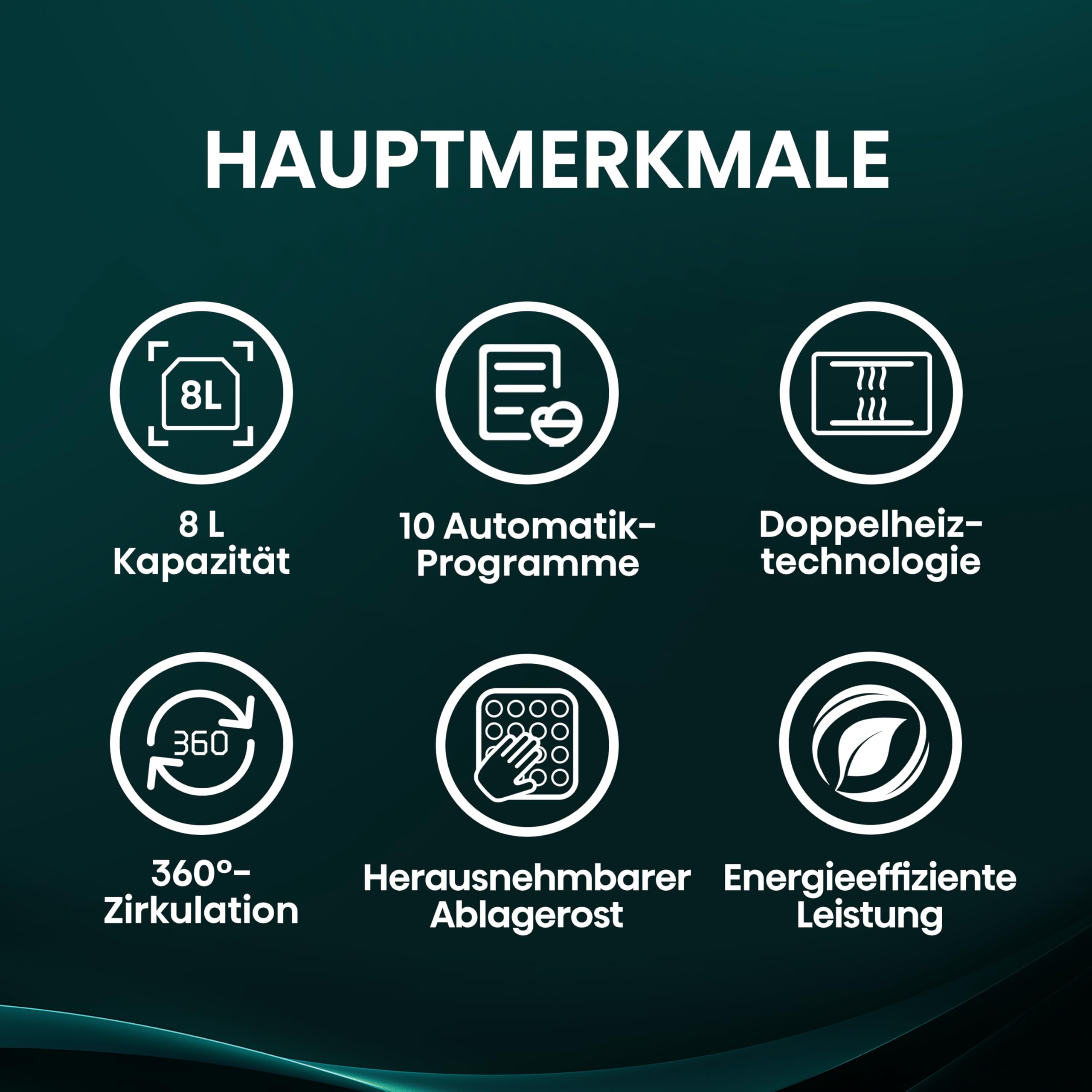 Hisense HAF2100DCD Heißluftfritteuse /2100 W /7,7 L Kapazität /10 voreingestellte Programme/Antihaft-Beschichtung/Energieeffizient/Start Delay Funktion/HxBxT: 40,1 x 31 x 35 cm/Schwarz