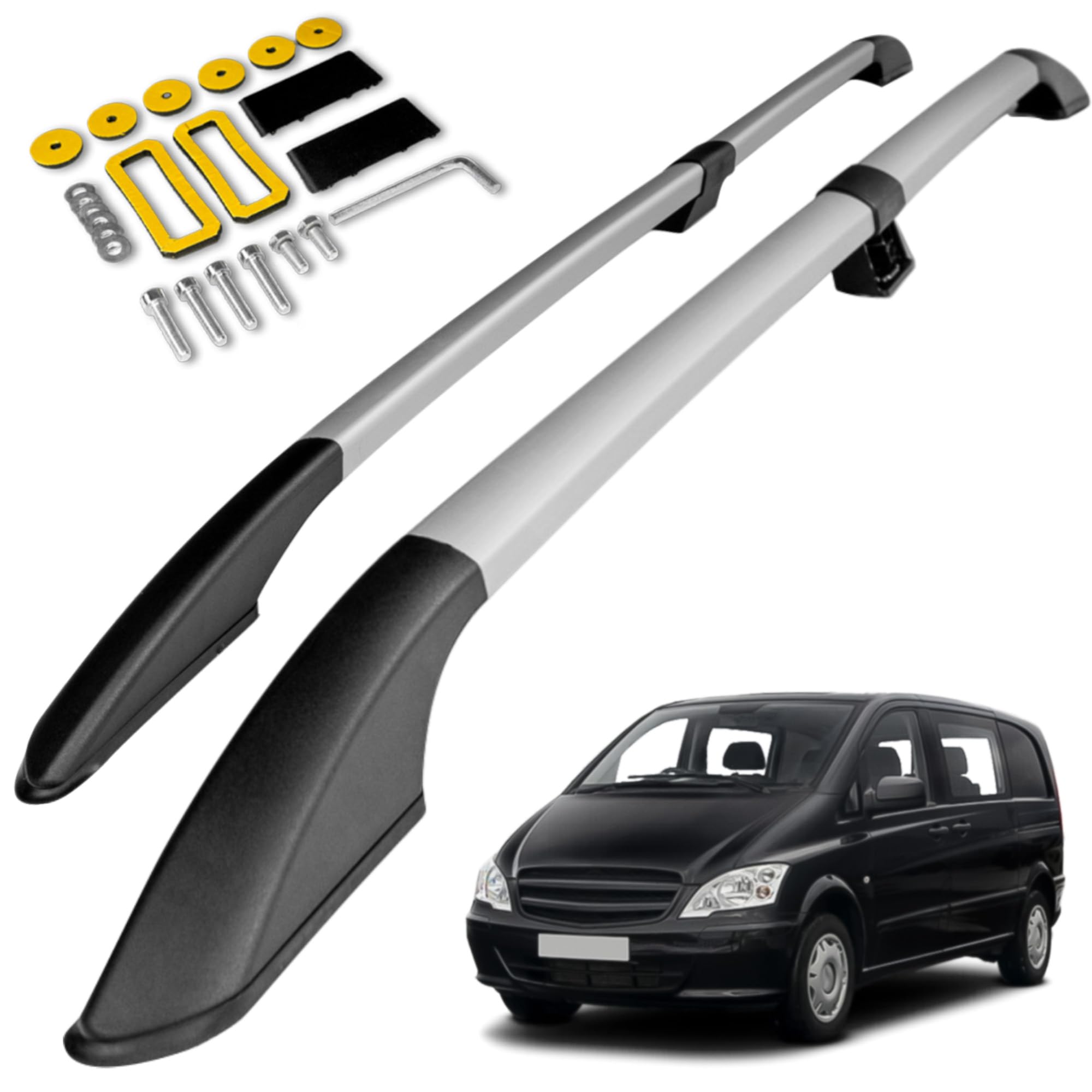 CHROMEMASTER | Compatible con Mercedes Vito/Viano W639 Short 2003-2014; Barras Portaequipajes, Rieles de Techo; Se Utilizan Para el Montaje de Portaequipajes de Techo, Cajas de Techo o Portabicicletas
