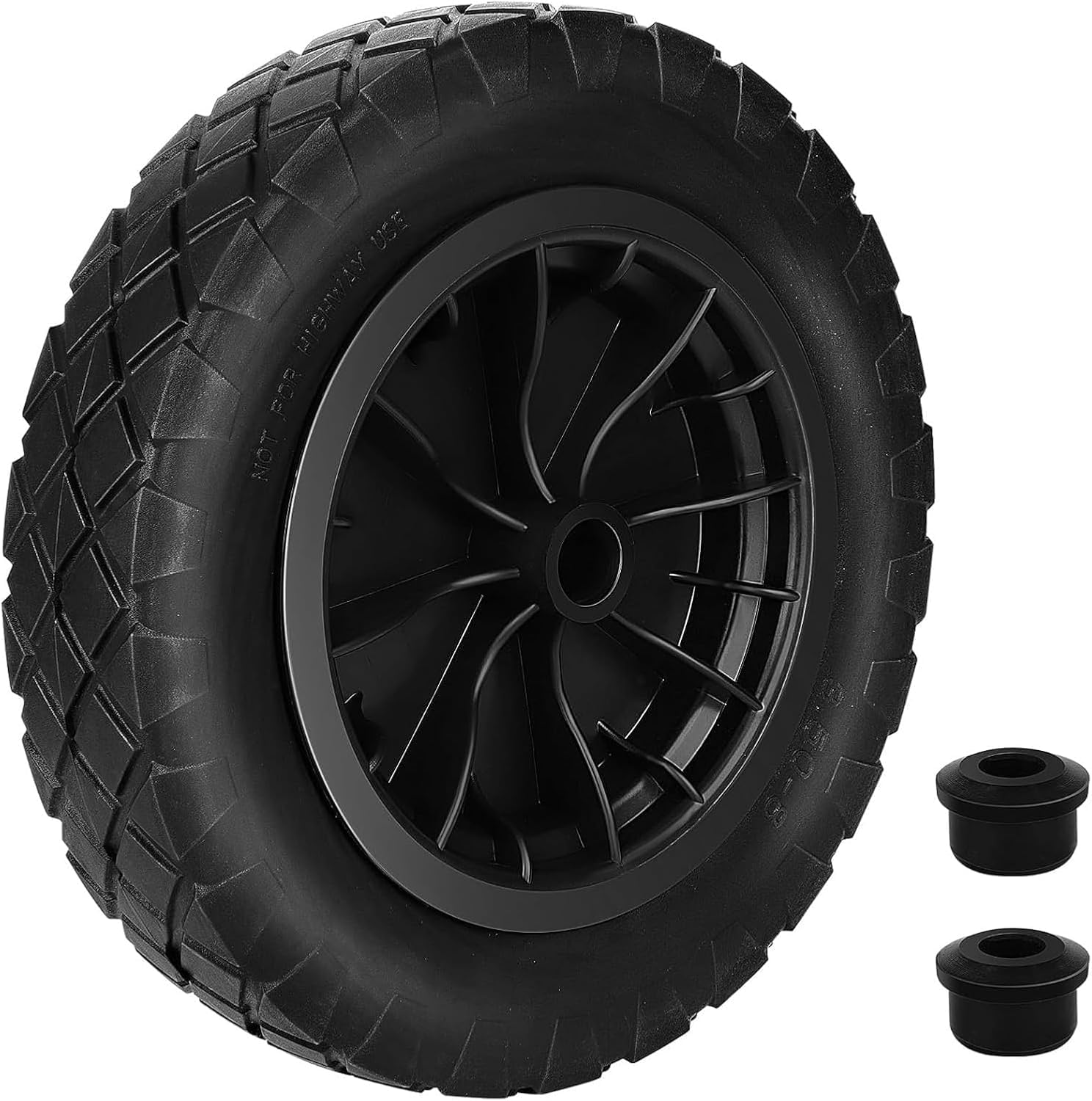 Trintion Roue de brouette de 14 pouces 3,50-8 en polyuréthane anti-crevaison - Pneu de rechange robuste en caoutchouc pour chariot de jardin, brouette, kart, remorque, camion, roulement à billes non