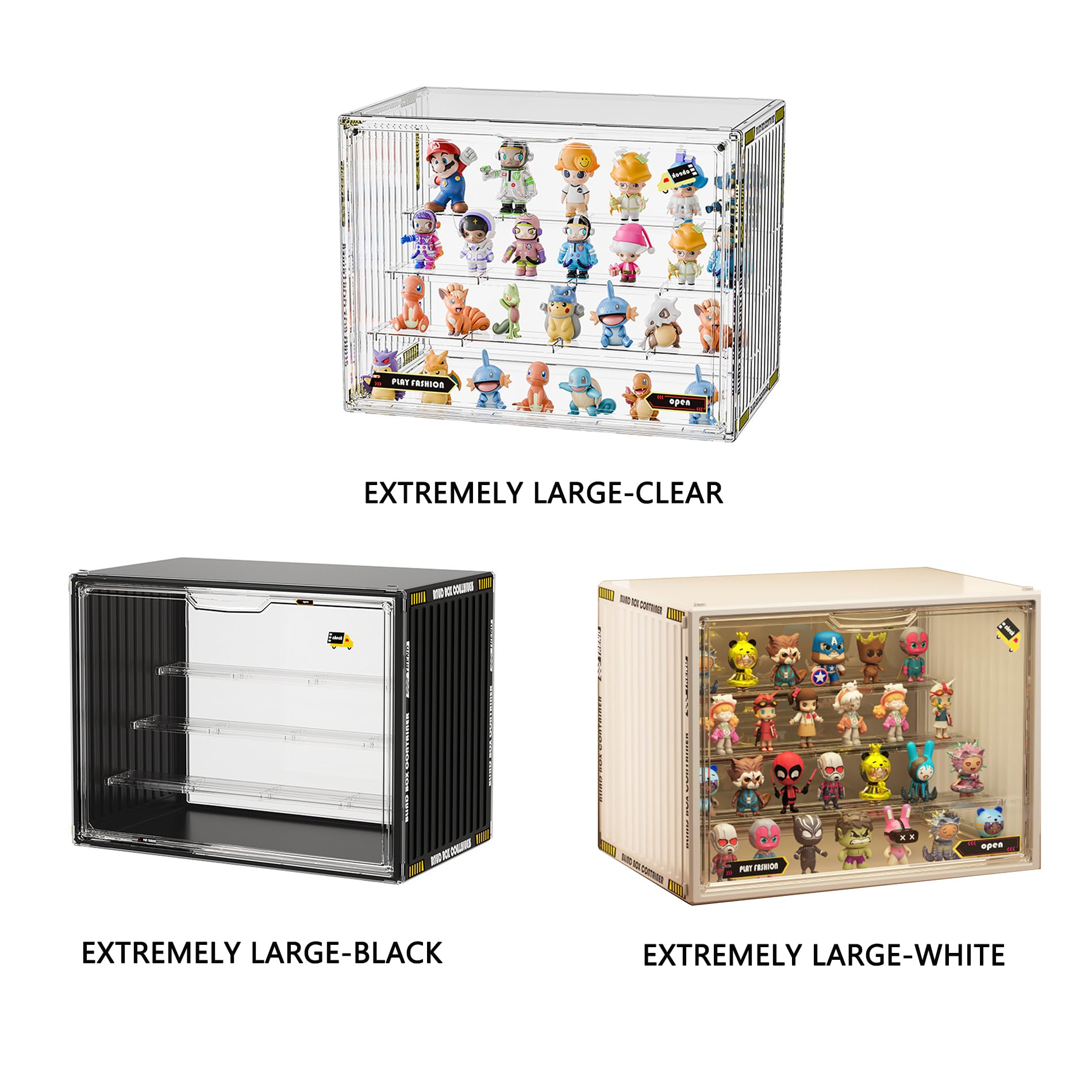 Custodia in acrilico impilabile a 4 livelli per Pop Mart & Blind Box giocattolo con doppia porta magnetica, impermeabile alla polvere e risparmiante di spazio Facile da installare (Clear, XL-1Pack)
