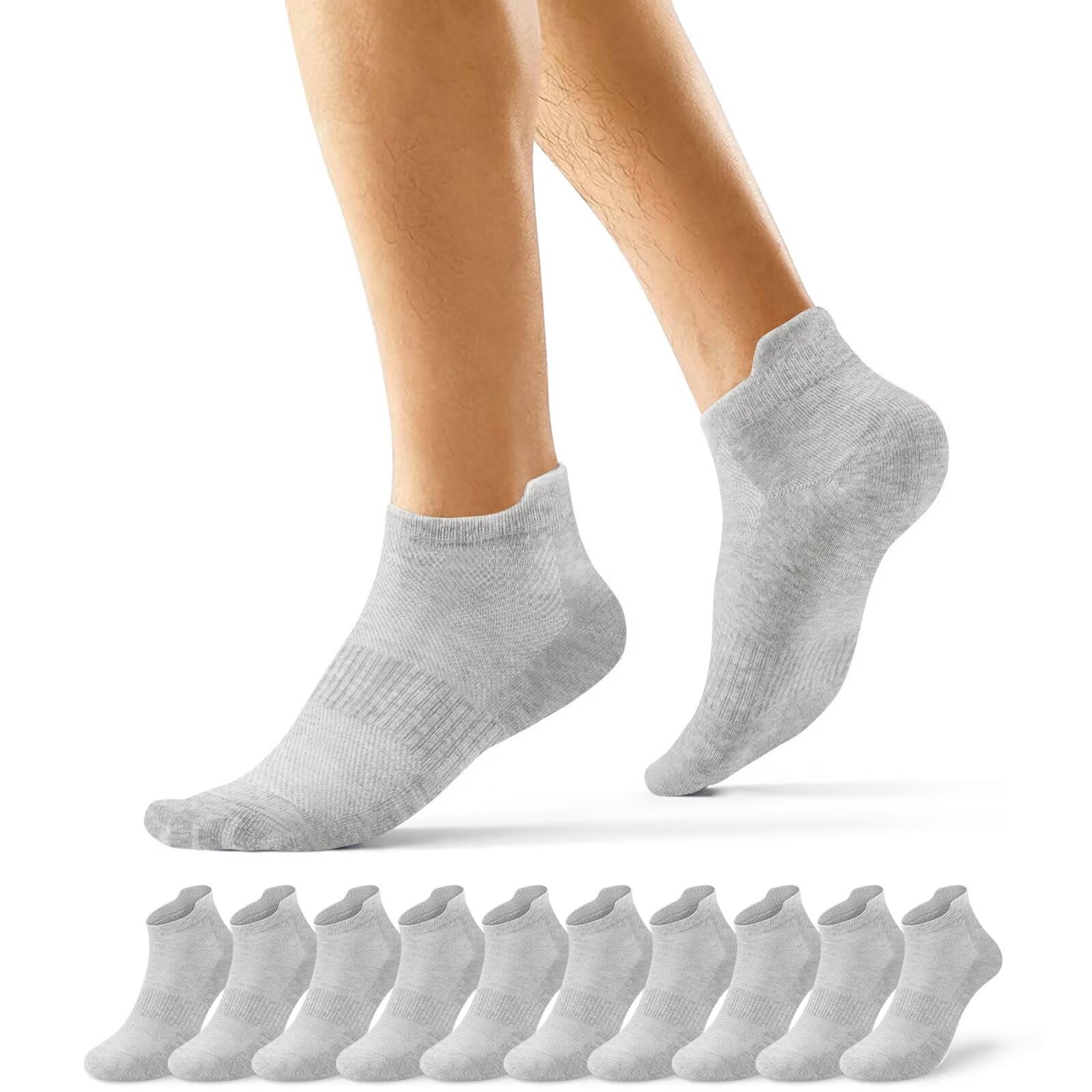 EKSHER 10 Paar Sneaker Socken Herren und Damen, Baumwolle Kurze Sportsocken, Laufsocken Anti Schweiß Atmungsaktive Socks