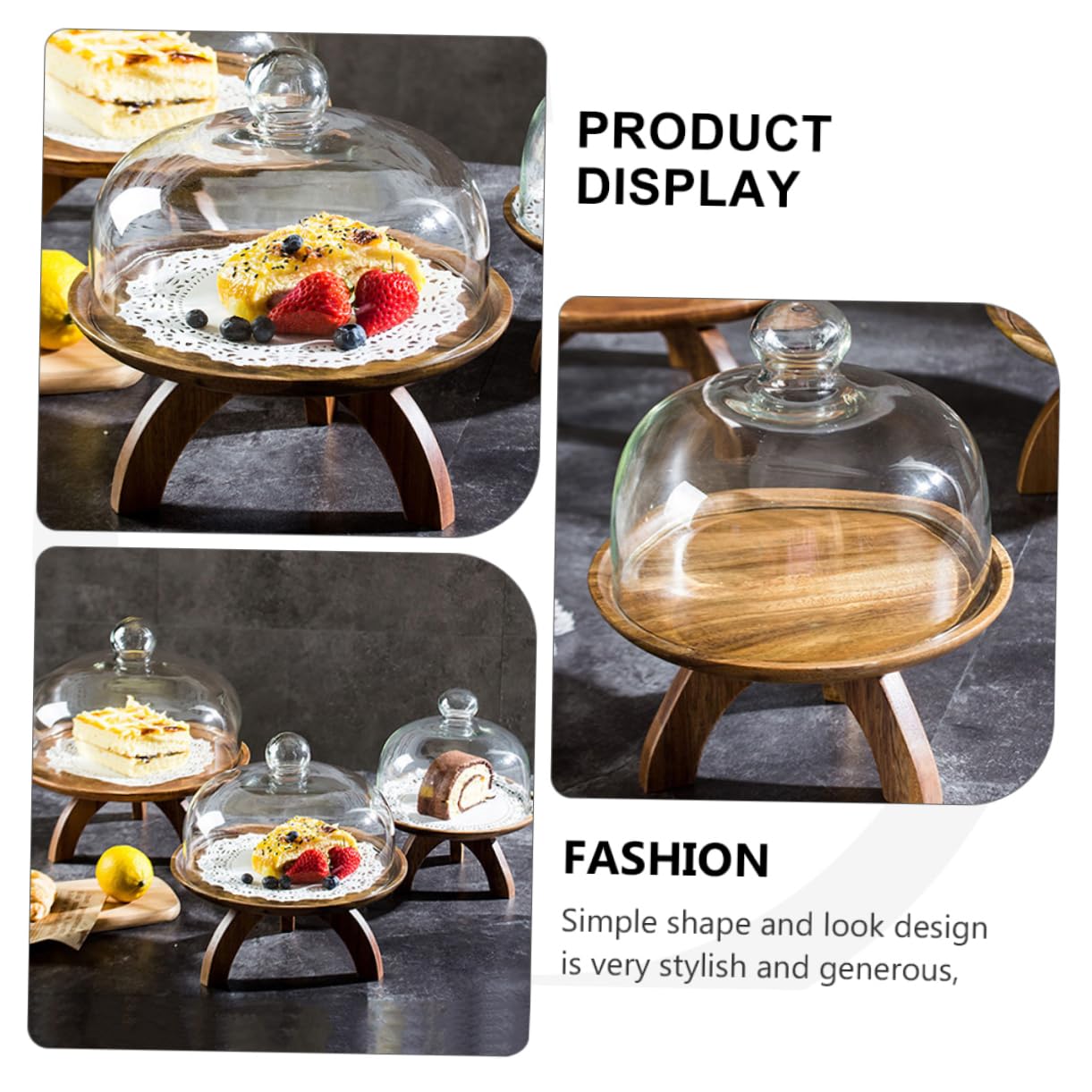 Cúpula de Vidrio Redonda de Color Claro 1 Pieza para Postres y Tartas | Vidrio Transparente, Diseño Simple y Resistente, Fácil de Limpiar, para Fruta y Presentación