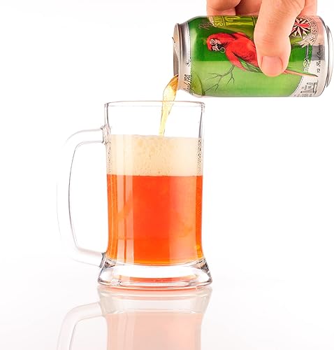 Miniatura 4 de Burns Glass Juego de 2 vasos de cerveza clásicos alemanes de 16 onzas, vasos de cerveza grandes pesados con asa, taza de cerveza tradicional