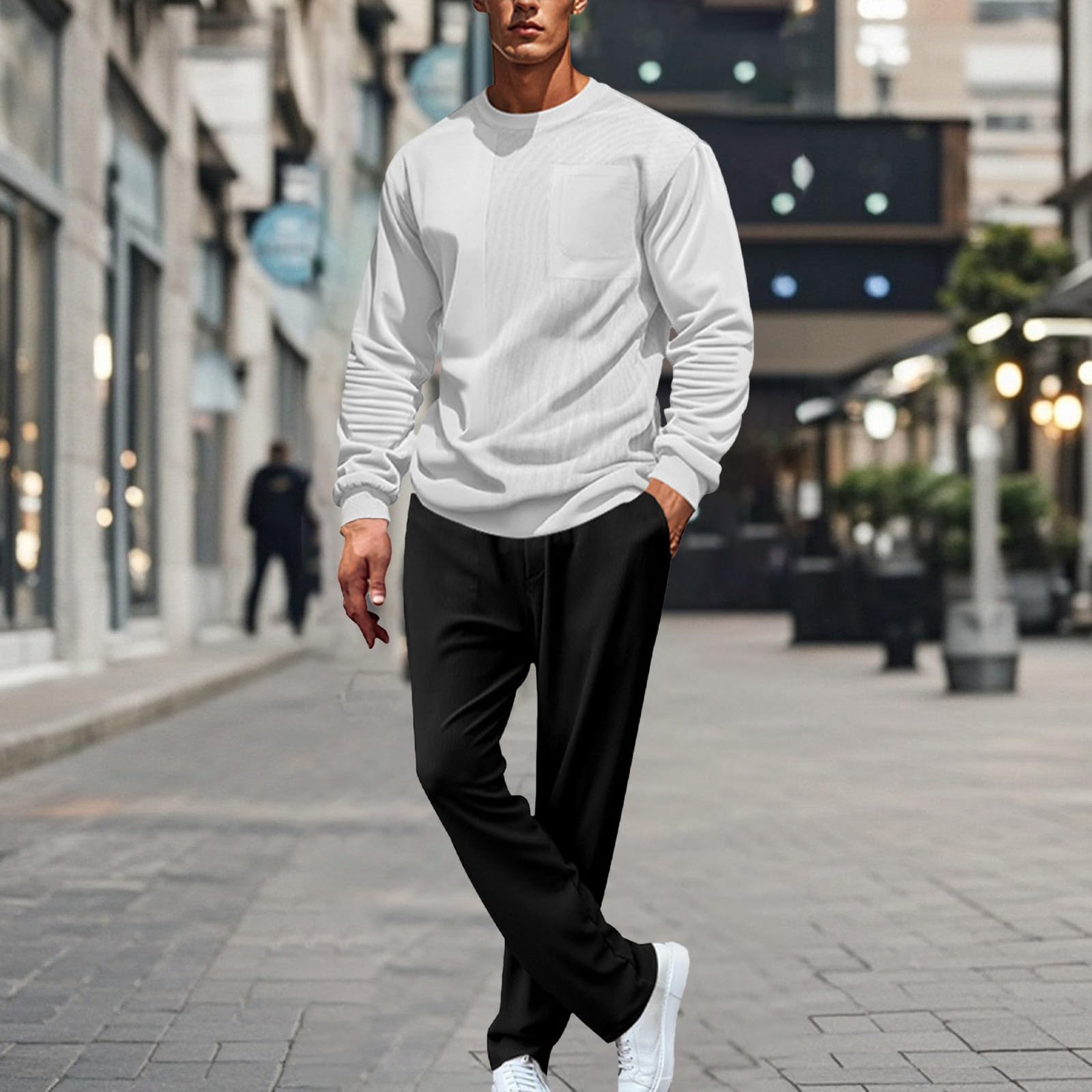 Tuta da ginnastica da uomo, casual, 2 pezzi, da jogging, da uomo, girocollo, maglione invernale, felpe e pantaloni da jogging, casual, comoda tuta sportiva da corsa per uomini