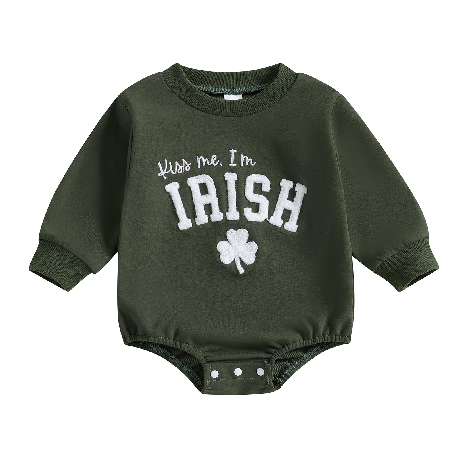 Ayalinggo St Patricks Day Baby Girl Boy Outfit Lucky Shirt Bubble Romper Sweatshirt Onesie Newborn St Patricks Day Clothes (Green Irish, 3-6 Months)