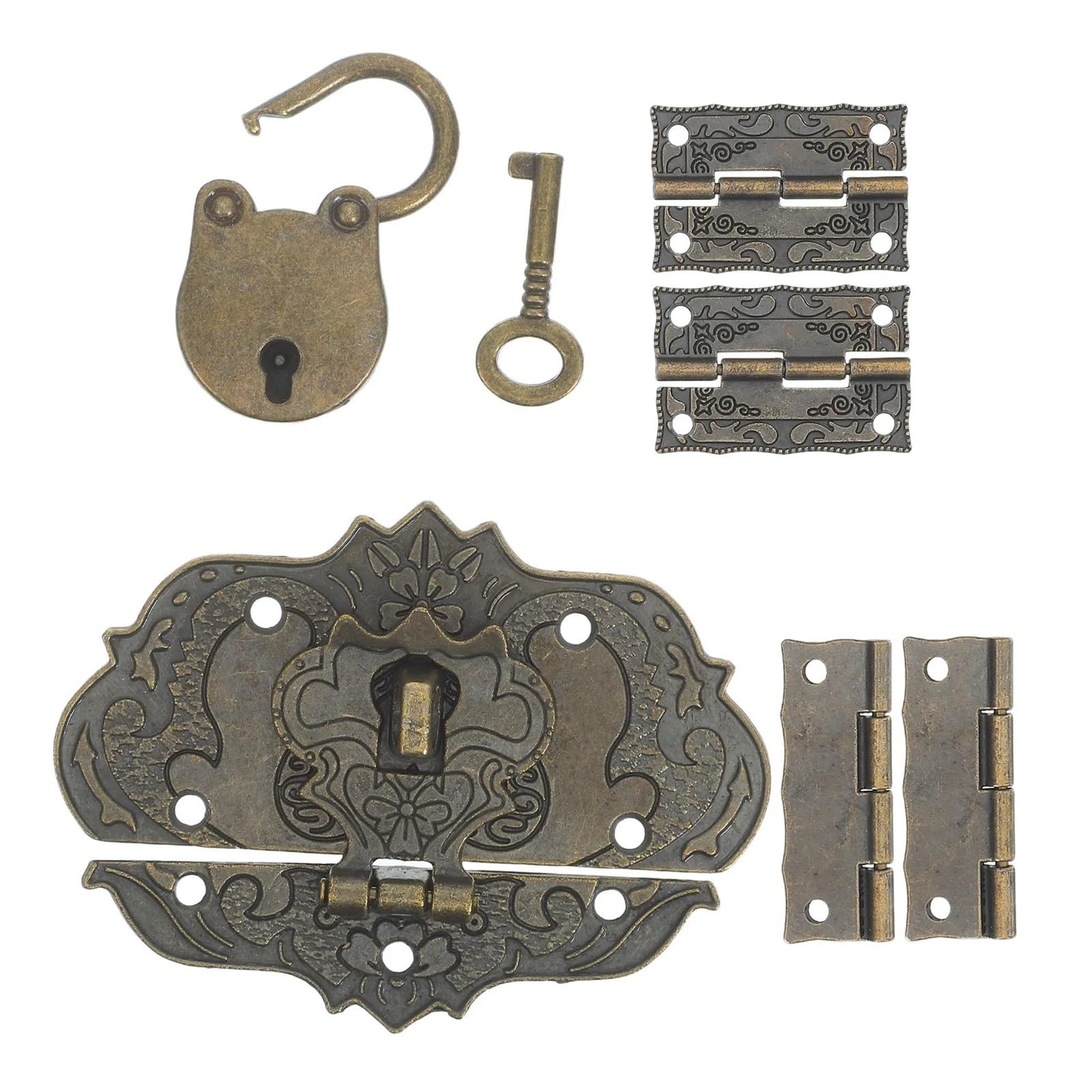 1Set Vintage Padlock with Keys Bear Shape Alloy Decorative Lock Set for Jewelry Chest Craft Box Latch Hardware for Cabinets